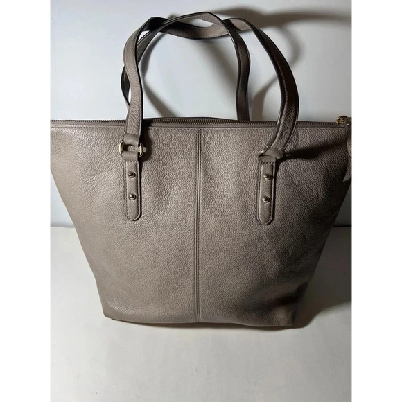 Taupe Leather Tote Bag - Picture 2 of 6